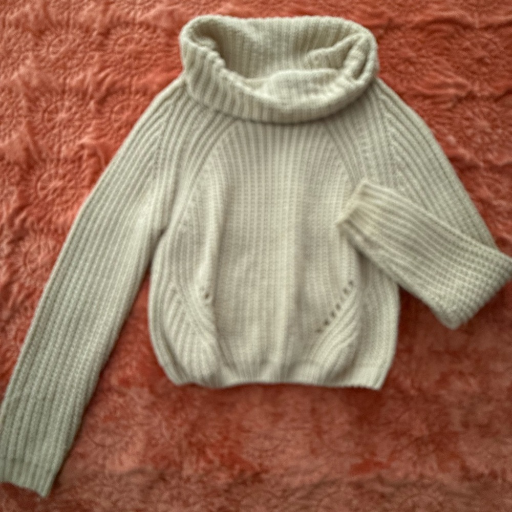 SOLD!!!  Cream Ribbed Knit Cowl Neck Sweater